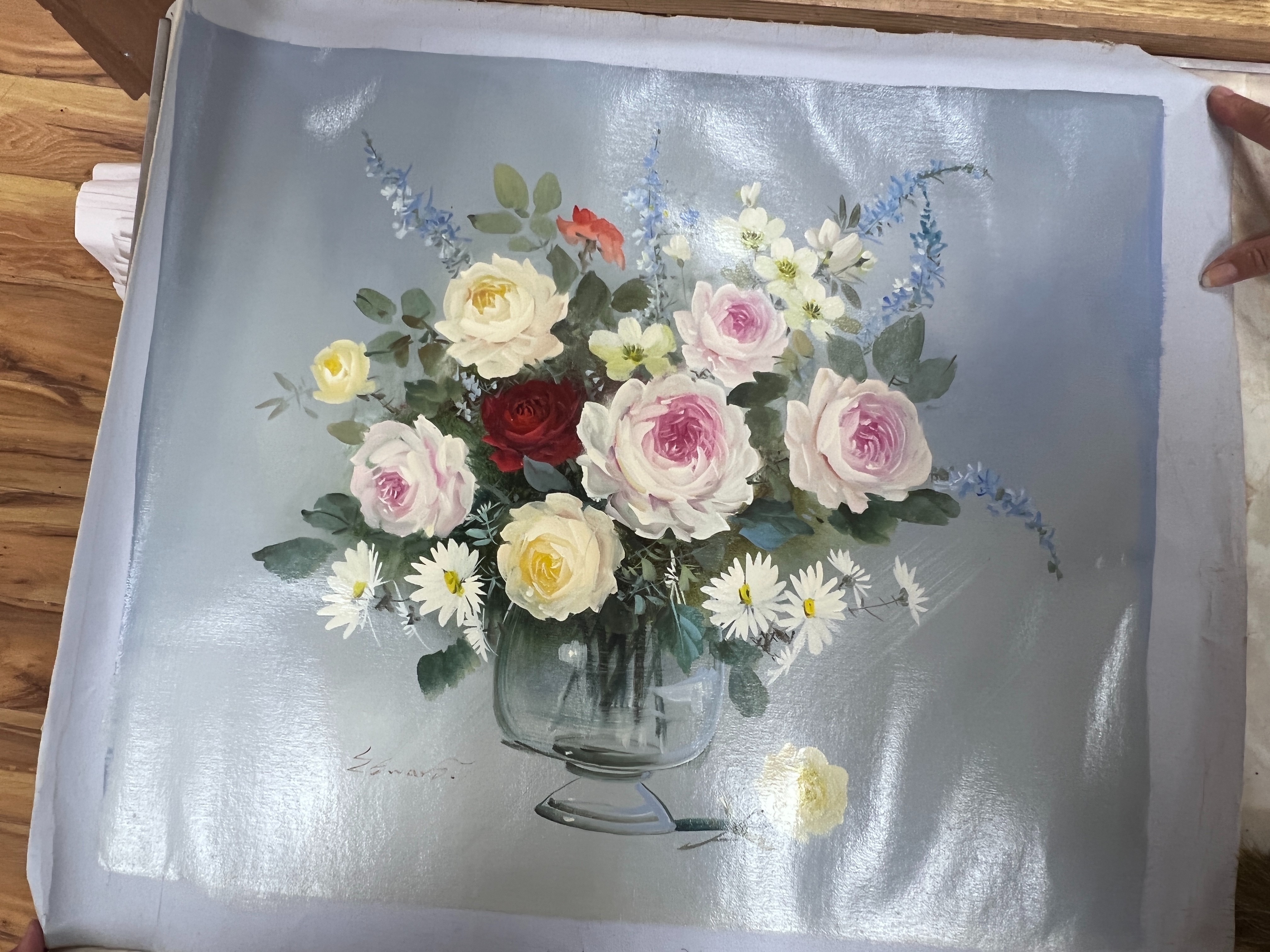 A large collection of oil painted canvases